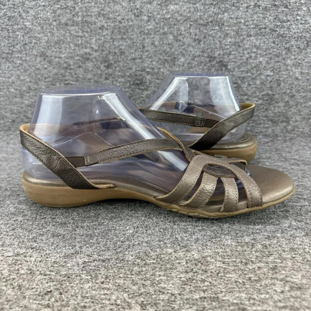 ✅Naturalizer Catrina Sandals Womens 9.5N Bronze Pewter Leather Strappy Slingback - Picture 9 of 10
